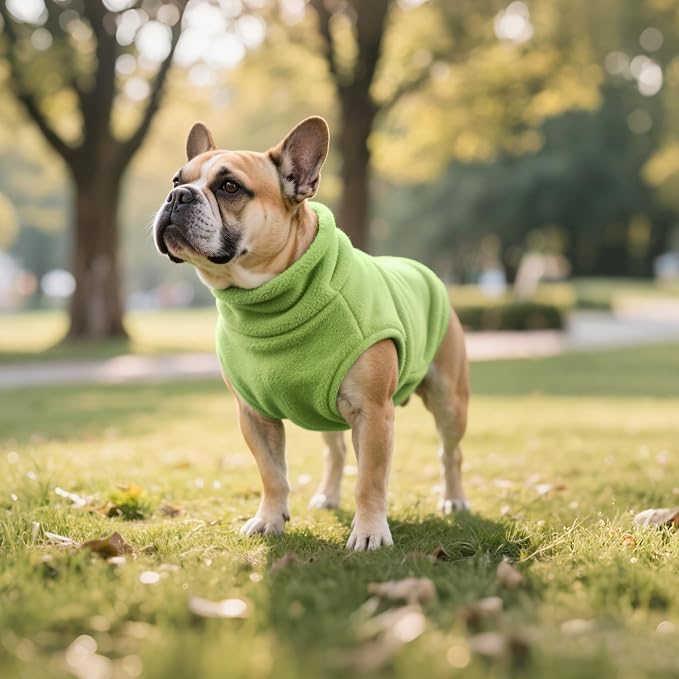 Idepet Dog Fleece Vest Sweater Zip Up Warm Pullover Dogs Jacket with D-Ring Leash Winter Cold Weater Coat Pet Sweatershirt Clothes Hoodie for Small Medium Dogs Boy Girl(Green,M)