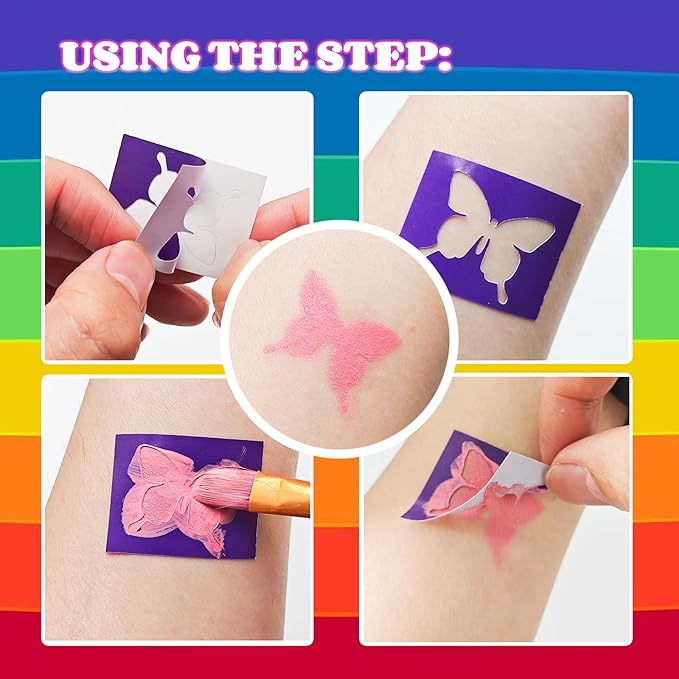 Face Paint Kit for Kids: 20 Colors Water Based Non-Toxic Face Painting Kit, with Brushes, Stencils, Glitter Gems, Ideal for Halloween, Cosplay, Carnival, Birthday Parties Face Body Makeup Kit