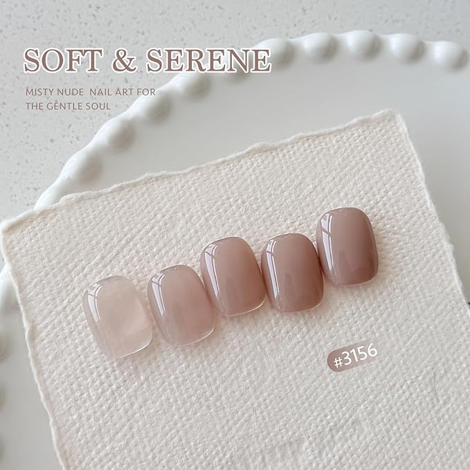 GAOY Nude Jelly Gel Nail Polish, 16ml Sheer Translucent Netural Soak Off Gel Polish, UV Light Cure for Nail Art DIY at Home, 3156 Misty Nude