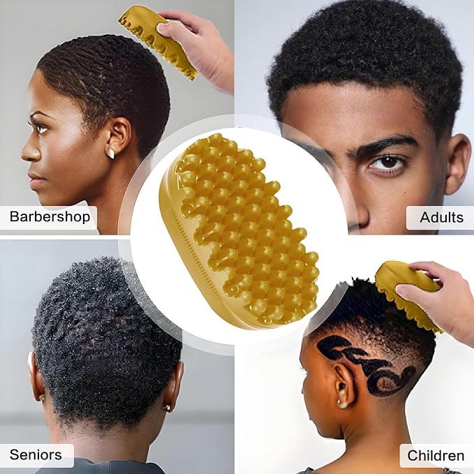Rubber Curling Hair Brush，Premium Twist Tool for Afro Hair，Ideal for Curly, Coiled, 4C Hair，Quick & Easy Styling，Golden