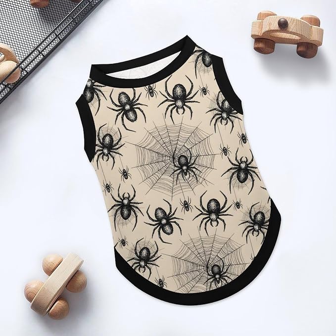 Halloween Pet Vest Black Spider Web Pet Shirts Large | scary insect Dog Shirt Vest cute pet Sleeveless Vests Ice Silk Dog T-Shirts holiday Dog Clothes Halloween Canine Wear