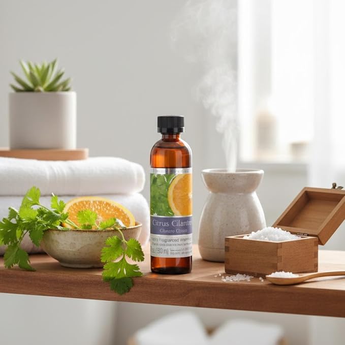 Hosley Set of 2 Citrus Cilantro Fragrance Warming Oils 5 Ounce Ideal Gift for Weddings Spa Reiki Meditation Bathroom Settings P1