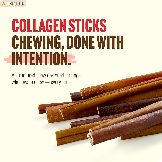 Natural Farm Odor-Free Collagen Chews, (12-Inch, 12-Pack), Long Lasting Bully Sticks & Rawhide Alternative Dog Treats, 95% Collagen, High Protein Best Dental Dog Treats – Medium & Large Dogs