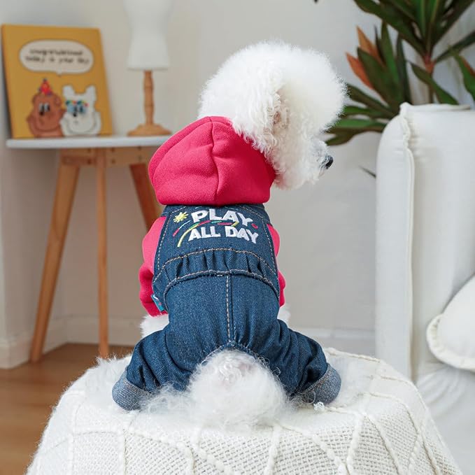 Dog Stylish Overalls Comfortable Puppy One Piece Outfits Summer Bib Overalls for Small Dogs Cute Pet Jumpsuit Onesie Chihuahua Yorkies Birthday Holiday Clothes Costume