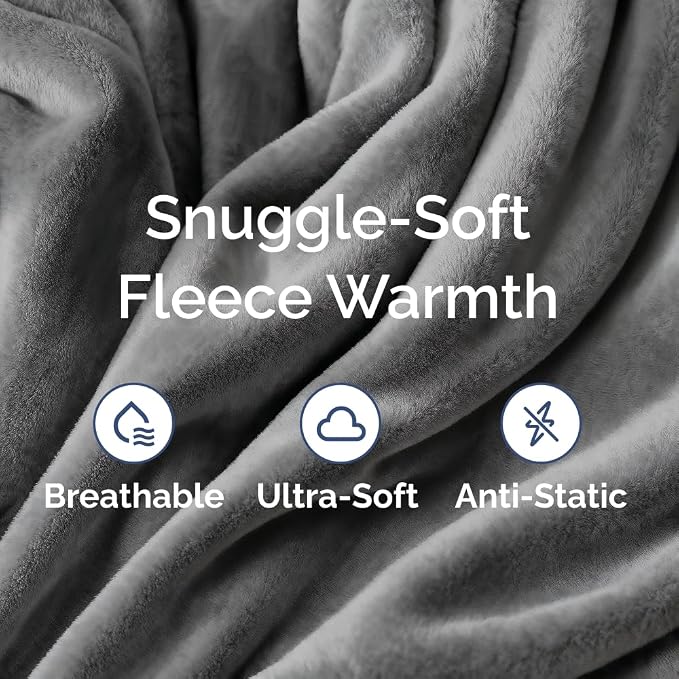 Fleece Blanket Throw XL - Ultra-Soft Flannel Fleece Blanket - Dark Grey | Soft, Warm, Outdoor Picnic Blanket for Camping, Travel, Lightweight, Cozy, Anti-Static, Home Decor Gifts for Men & Women