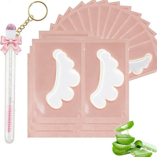 100 Pairs Professional Under Eye Pads Gel Lash Extensions, Premium Hydrogel Patch Gel Pad Beauty Makeup Tool for Under Eyes Eyelash Extension (Pink)