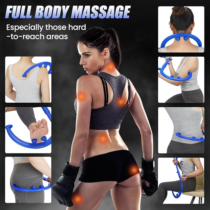 Trigger Point Massage Cane, Deep Tissue Full Body Back Neck Shoulder Self Massage Tool for Muscle Knots, Ergonomic Therapy Cane for Hard-to-Reach Areas, Lightweight Portable, FSA-HSA-Eligible, Blue