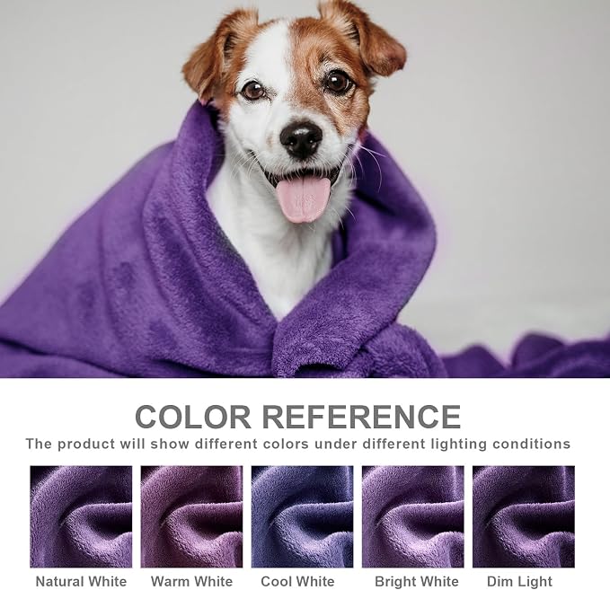 Hansleep King Purple Fleece Blanket, Soft Flannel Bed Blanket | Fuzzy Cozy Blanket 90x108 Inches, Multi-use for Bed, Sofa, Couch, Travel, Camping, All Season Warm Lightweight Cover