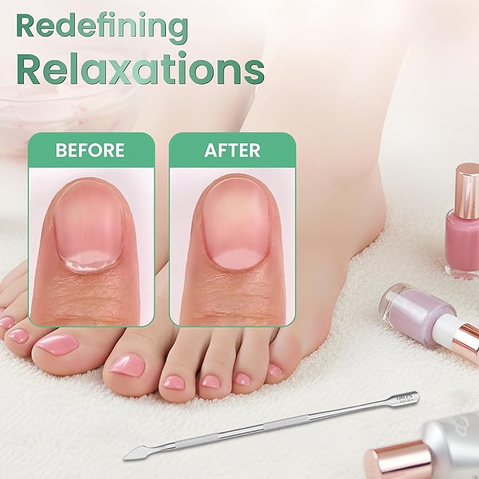 Professional Cuticle Pusher Tool - 4 Pcs Stainless Steel Dual Head Cuticle Trimmer, Spoon Shaped Nail Cleaner Tool & Nail Scraper Durable Pedicure & Manicure Tool for Fingernails & Toenails (Silver)