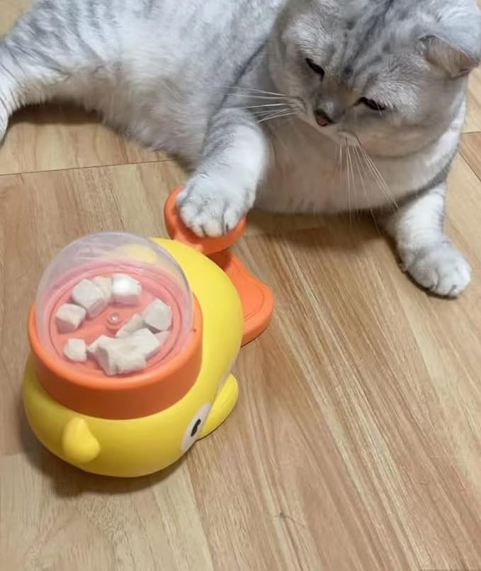 Interactive Treat Dispenser Toy for Cat Enrichment Toys to Play with, Dog Duck-Shaped Treat Toy, Duck Treat Dispenser for Dogs Cat Slow Feeder Food Puzzle, Mental Stimulation and IQ Training