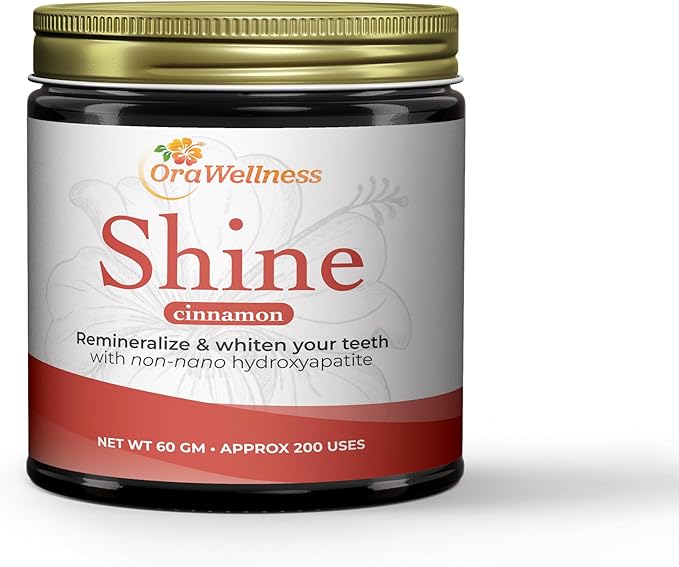 OraWellness Shine Remineralizing Tooth Powder with Hydroxyapatite, Made in The USA, Flouride Free Tooth Repair, Natural Teeth Whitening Powder, Teeth Polish & Stain Remover, Cinnamon