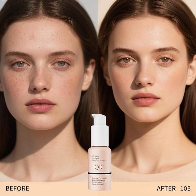 Liquid Foundation Makeup, Full Coverage Foundation + Matte Foundation Face Makeup for Evens Skin Tone Cruelty-Free Natural Finish 1 Fl Oz (Warm peach)