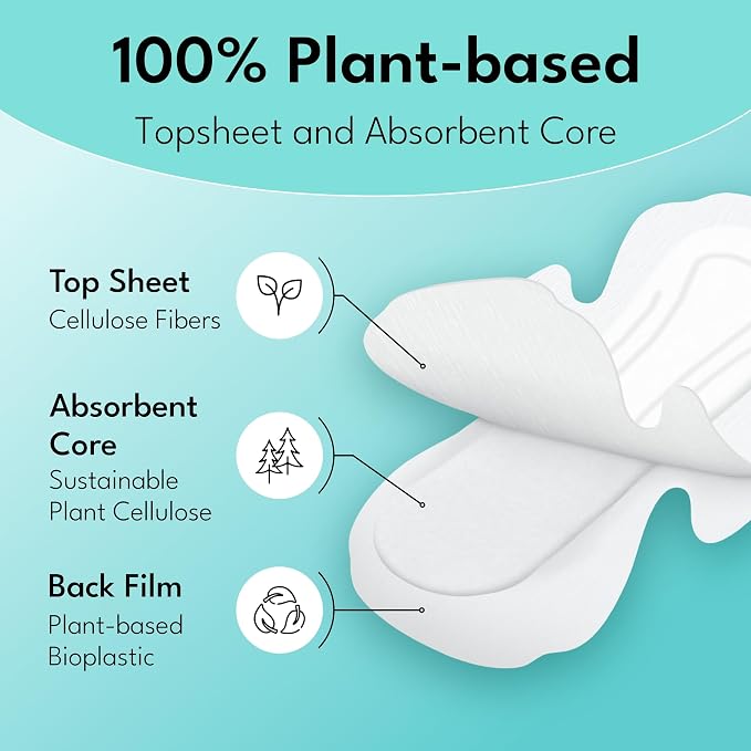 Sparkle Sanitary Pads for Women, Plant-Based Maxi Pads with Wings | Feminine Pads | Organic Pads | Period Pad Softer Than Cotton Pads, Medium Absorbency, Unscented (Super Pads, 10 Count)