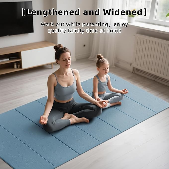PAIDU Foldable Yoga Mat thick- 2/5" (10MM) TPE Non-Slip Design, Quick Fold，Easy Storage, 75x40 Extra Long/Wide for Indoor Yoga, Pilates and Outdoor Travel Workouts