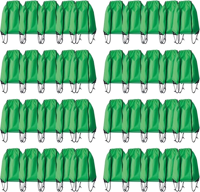 Drawstring Backpack Bulk 40Pcs Draw String Backpack Bags DIY Gym Sports Traveling Yoga Cinch Bag Sackpack Drawstring (green)