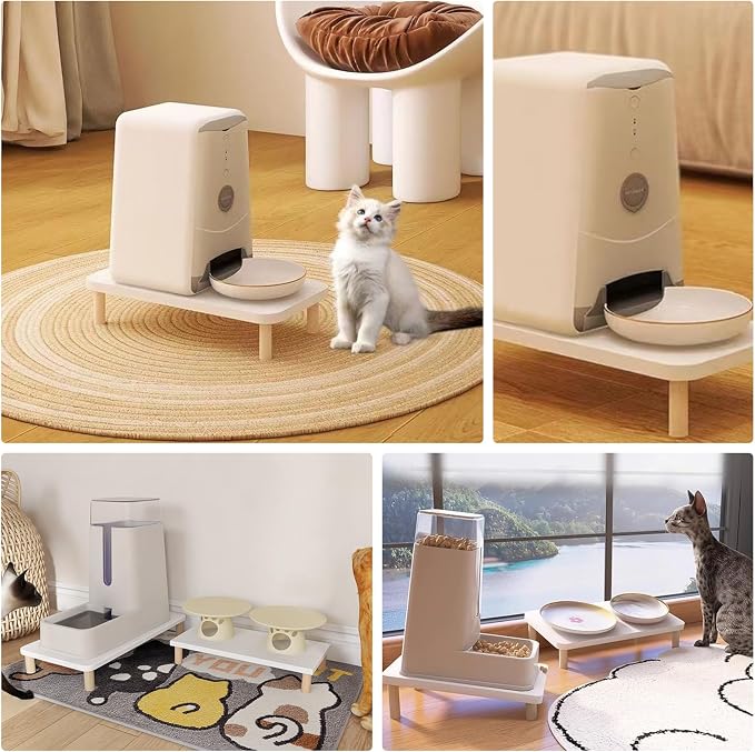 Elevated Cat Food Stand, Raised Pet Feeding Table for Cats and Dogs | Compatible with Most Bowls & Automatic Feeders, Elevated Cat Feeding Station, Cat Feeder Stand, Solid Wood, Healthy Posture L