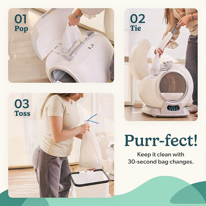 Petcove Automatic Self Cleaning Litter Box for Multiple Cats - PurrTek with Smart App (5GHz Wi-Fi), Triple Odor Control, Quiet Operation & Advanced Safety Sensors