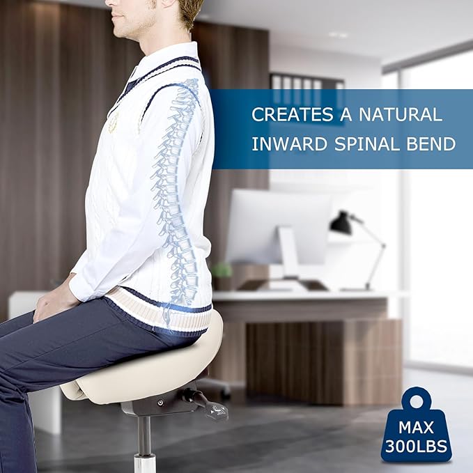 Ergonomic Saddle Chair - Adjustable Saddle Stool for Salon Spa Drafting Tattoo and Lash Tech