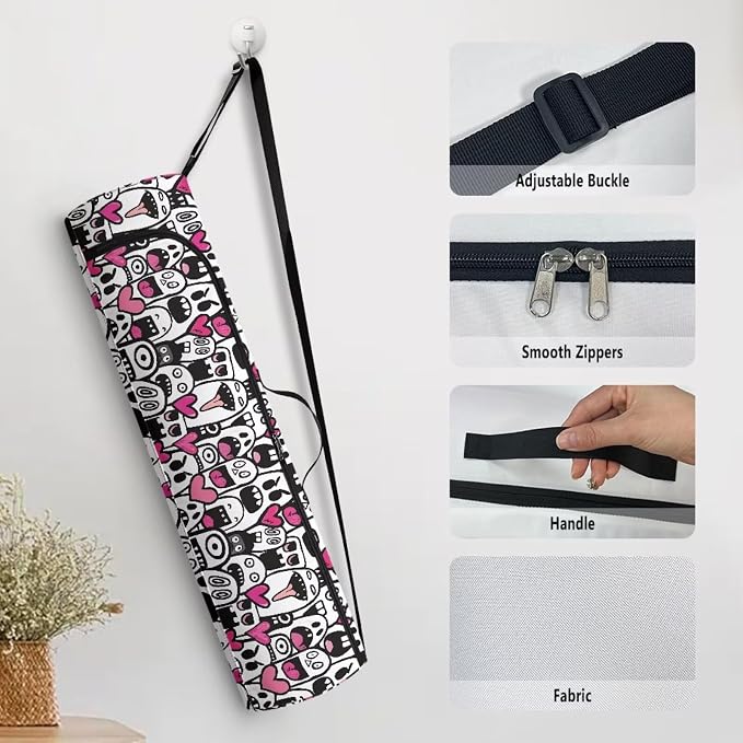 Yoga Mat Bag with Adjustable Shoulder Strap and Handle Zipper, 30in Wide x 6.3in Diameter for Yoga Mat Storage