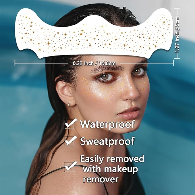24 PCS Glitter Freckles Face Tattoos, Gold Silver Face Makeup Speckle Patches Freckles, Halloween Tattoos Cosplay Party Makeup Accessories for Women Girl Kids, Cosmetic Glitter for Face