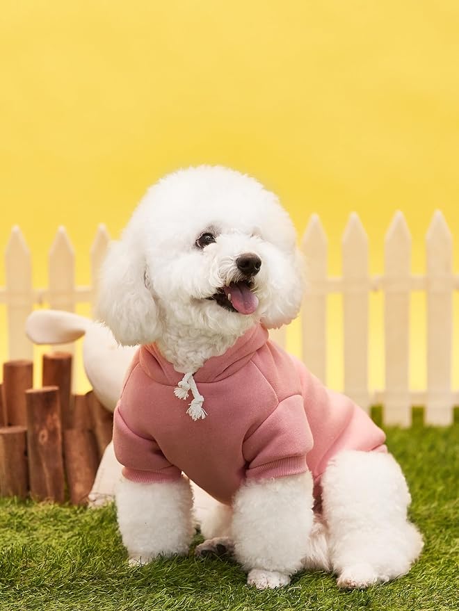 Basic Dog Hoodie Sweatshirt Puppy Sweater Warm Cat Costumes Pet Clothes for Chihuahua Puppy Kitten Small Medium Dogs Light Pink X-Small