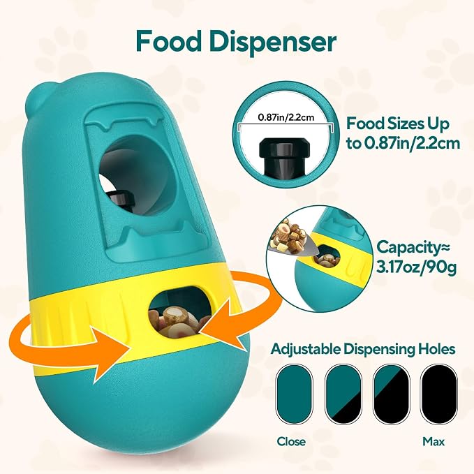 LIFLIX 2 in 1 Interactive Treat Dispensing Dog Toys, Bully Stick Holder, Adjustable Dog Treat Holder for Medium & Large Dogs, Safety Device to Prevent Choking, Green