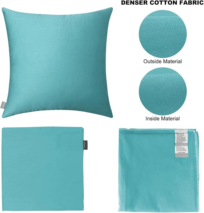 Thmyo 4-Pack 100% Cotton Comfortable Solid Decorative Throw Pillow Case Square Cushion Cover Pillowcase Sublimation Blank Pillow Covers DIY Throw Pillowcase for Sofa Bedroom(24x24 inch/ 60x60cm,Green)