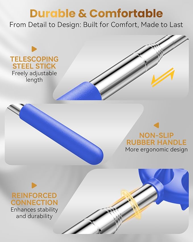 Upgraded Reinforced Telescoping Back Scratcher with 5 Detachable Heads, Larger Scratching Tips, Stocking Stuffer & White Elephant Gifts for for Men Women Adults