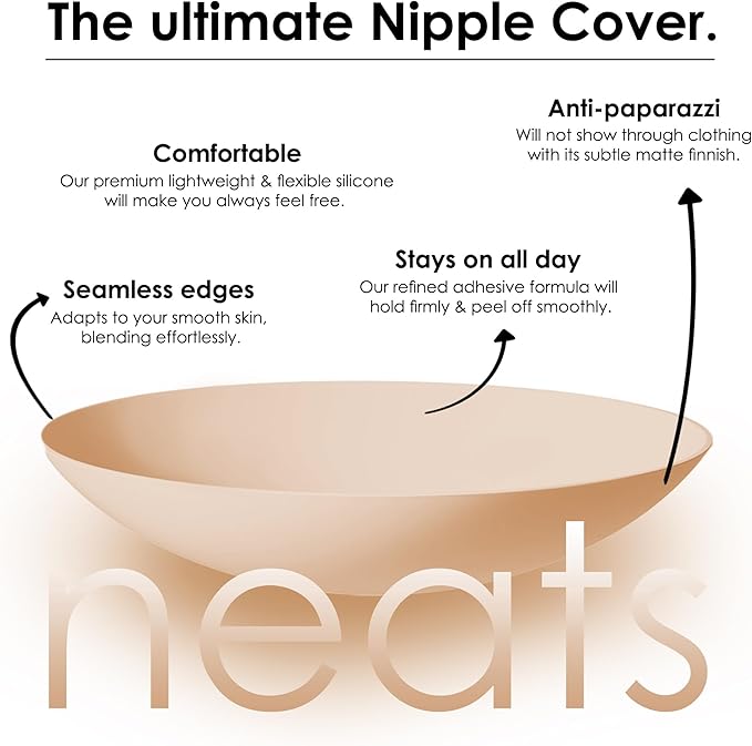 NEATS Nipple Covers for Women, Reusable & Hypoallergenic Adhesive Silicone Pasties