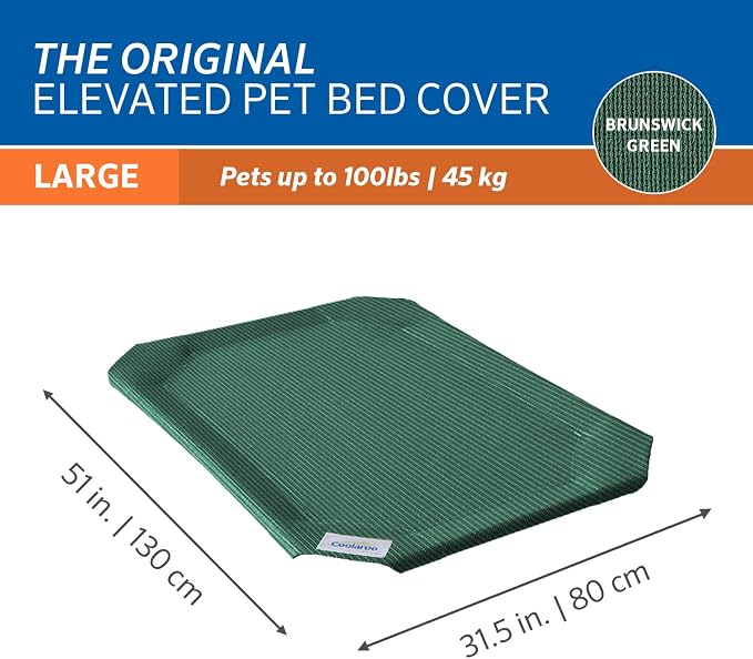 Coolaroo Original Pet Bed Replacement Cover - Brunswick Green - Large (43.5" x 31.5") (Pack of 3)