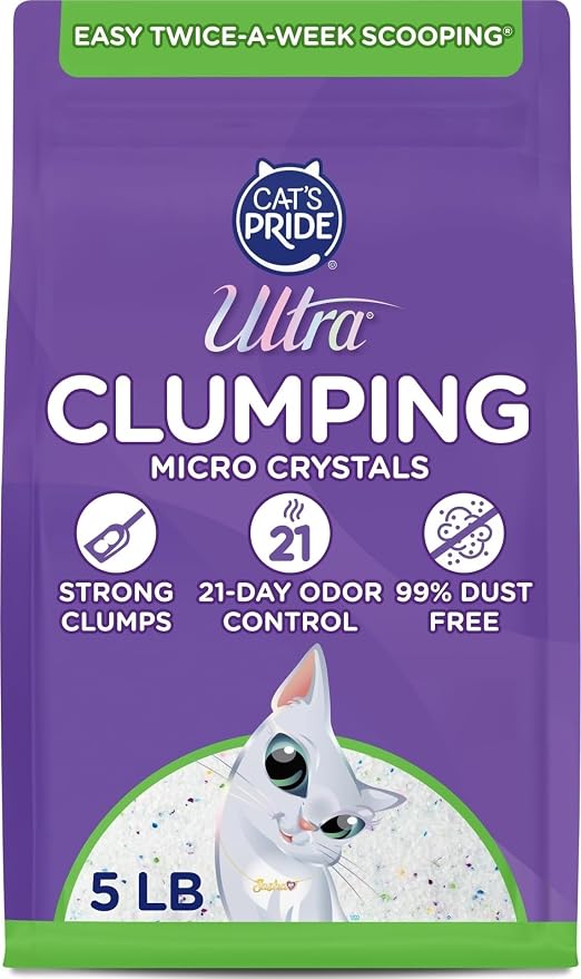 Ultra by Cat's Pride Clumping Micro Crystals Litter, Fragrance Free, 5lb