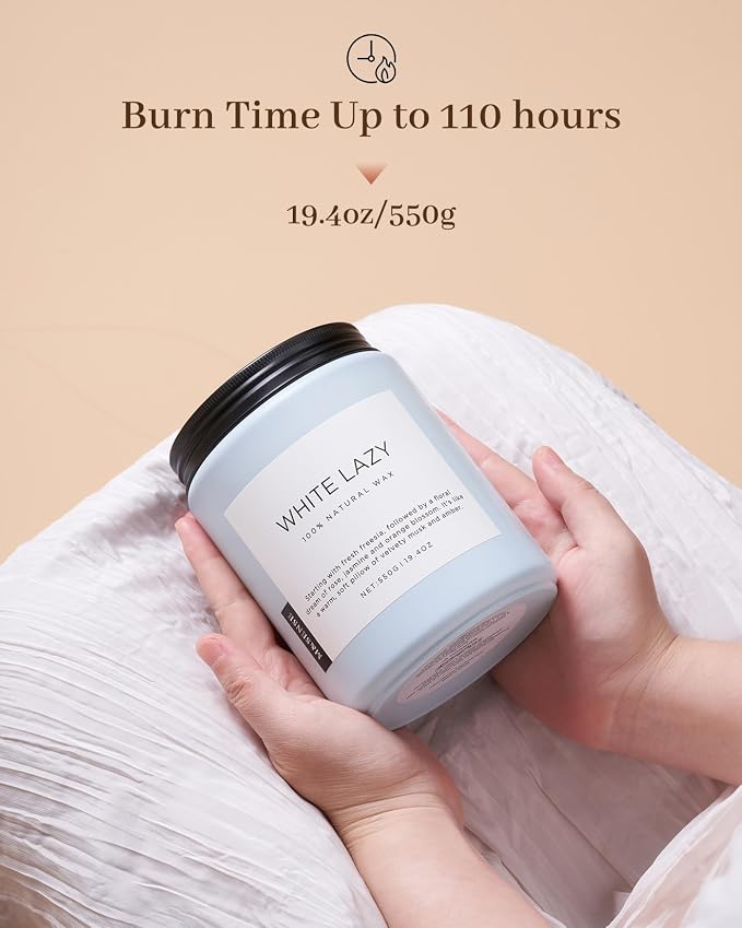 M&SENSE Clean Cotton Scented Candles for Home - 19.4oz Natural Soy Wax, Clean Cotton Blossom Scent, 110 Hours Long Lasting Burn, Non Toxic Candle, Aromatherapy Home Fragrance Gifts for Spa