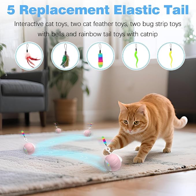 Upgraded 2.36 Inch Large Interactive Cat Toys Ball for Indoor Cats, Pink