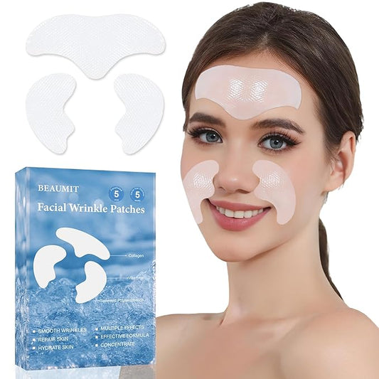 Tripsky Forehead Wrinkle Patches, Smile Line Patches, Wrinkle Patches Overnight Smoothing Facial Wrinkle Patch, Lift Lines for Women & Men (White)