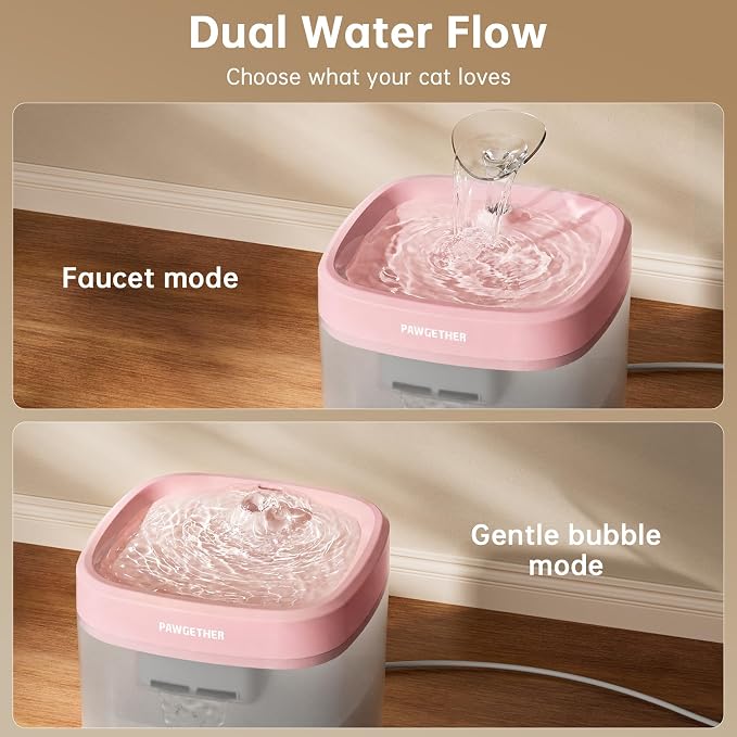 PAWGETHER® Cat Water Fountain with Wireless Pump 51oz/1.5L Dog Water Fountain, Ultra Quiet Automatic Pet Water Fountain Portable Indoor Ourdoor Travel Small Dog Water Dispenser with Adapter Pink