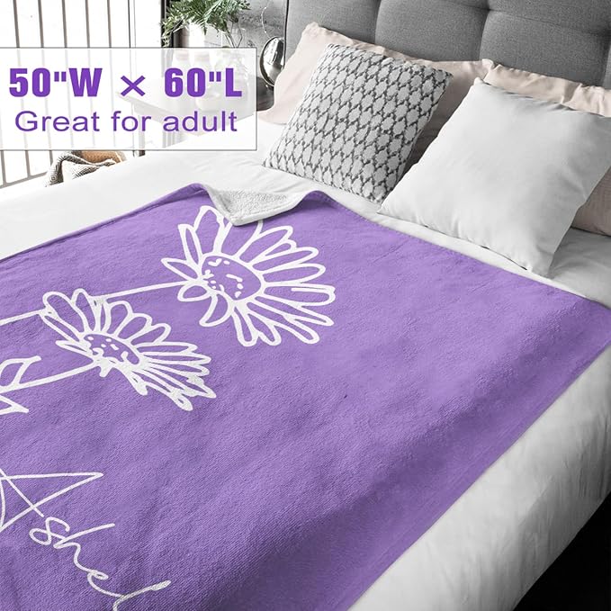 Yofair Ships Next Day, Personalized Blanket Gifts for Teen Girls Custom Blanket with Name Flannel Throw Girls Blankets Customized Daughter Birthday Gifts for Kids Adult