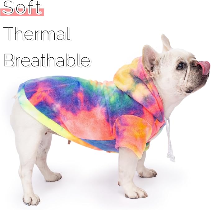Dog Hoodie Tie Dye Dog Sweatshirt Chic Winter Clothes Ultra-Soft Warm Sweaters for Small Medium Dogs Fashion Pet Clothes for Dogs (Multicolor, M (Back: 12.99",Chest: 17.71", Neck: 14.96"))