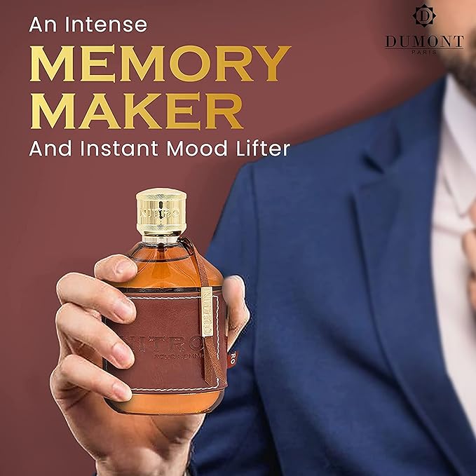 Dumont Nitro Pour Homme 3.4 Fl Oz Eau De Parfum for Men – Classic Fruity Woody Floral Fragrance – Luxurious Long Lasting Scent
