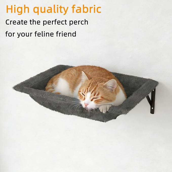 Cat Wall Shelves 5-Piece Set,Cat Walls Furniture for Indoor Large Cats Includes Bed, Cave, Scratching Post, Hammock, Space Saving Floating Shelves (Dark Gray)