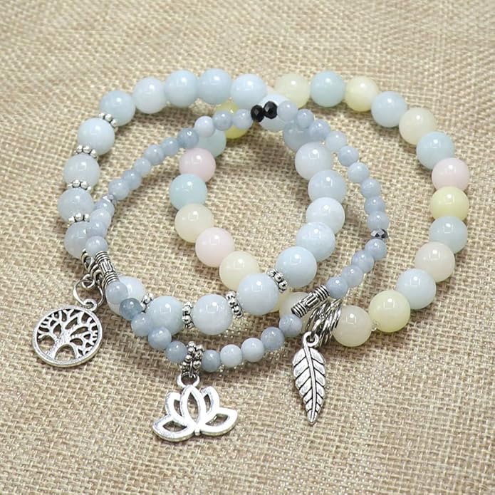 UEUC Tree of Life Yoga Healing Stone Bracelets,Multilayer Lotus Chakra Stone Reiki Bracelet Sets,Anxiety Crystal Natural Stone,for Women Stress Relief