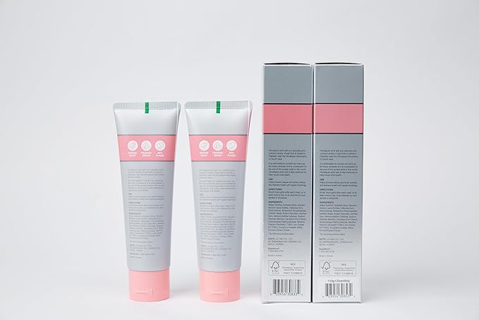 HIMALAYA PINKSALT Natural Whitening Toothpaste - Fluoride Free, Natural Toothpaste for Teeth Whitening, Gum Health Care, Plaque Remover - Spearmint Flavor, 3.9 oz (Pack of 2)