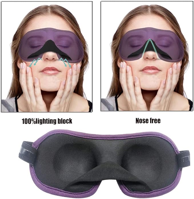 3D Eye mask for Sleeping,Machine Washable, Sleep Mask for Women, Blinder Blindfold Airplane (Black+Navy)