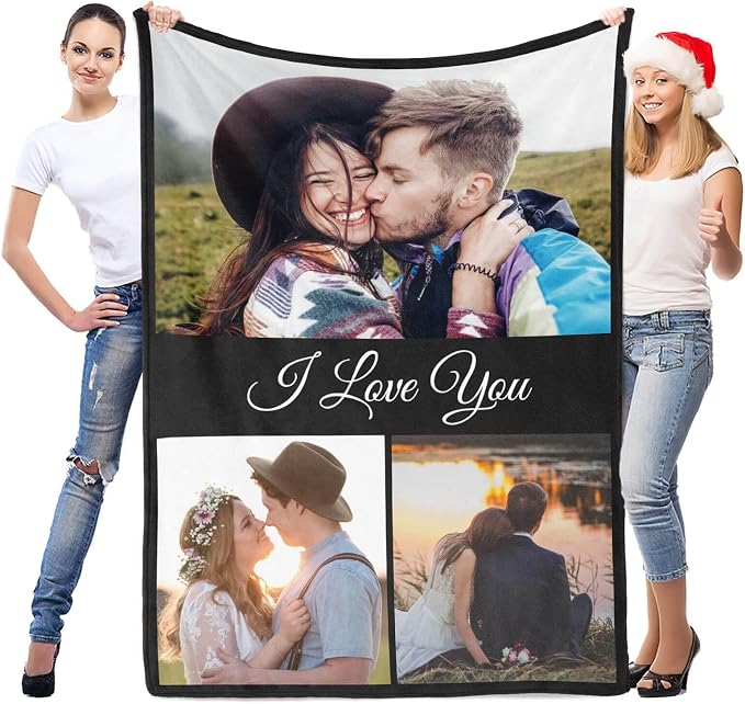 inkArts Custom Blankets with Photo, Personalized Blankets, Customized Photo Blanket, Custom Picture Blanket, Personalized Anniversary Couple Gifts for Women Men Her Him Girlfriend Boyfriend