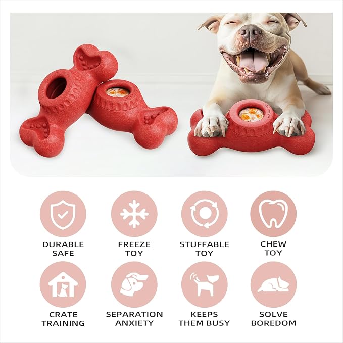 Niumowa Dog Toy, Food-Grade Freezable Chew for Anxiety Relief, Red