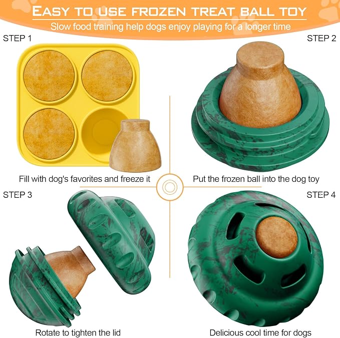 luckdoor Dog Toys to Keep Them Busy,Frozen Treat Dog Enrichment Toys,Slow Food Training to Relieve Boredom and Stimulating,Dog Puzzle Treat Food Dispensing Ball Toy for Small Medium Large Dogs