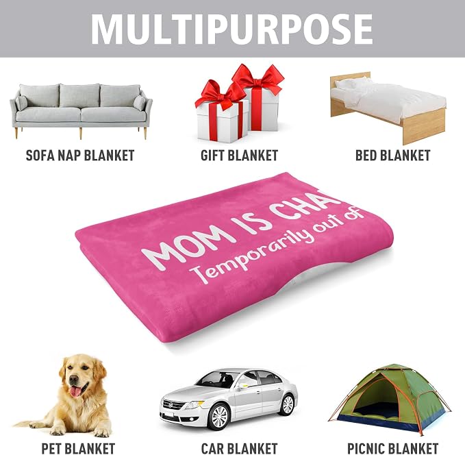 Craftique Mom Birthday Gifts, Funny Gifts for Mom- Mom's Charging Blanket | Mom Gifts for Women from Daughter Son Husband, Super Soft Blanket Throw for Napping Travel, 60”×50”