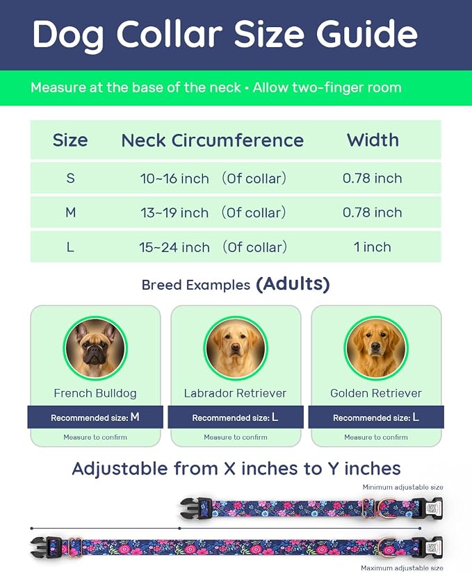 Dog Collar for Small Dogs with Smart QR Tags