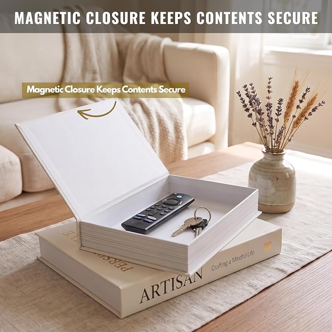 Beautiful Decorative Books - Set of 2 Boxes Enhance Your Coffee Table, Bookshelf or Mantel Shelf Decor - Aesthetic Fake/Faux Books for Modern Home Decoration, Photo Storage and as a Keepsake Box