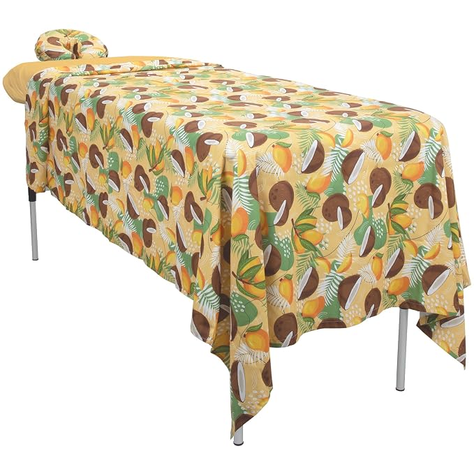 ForPro Premium Designer Microfiber 3-Piece Massage Sheet Set, Coco Mango, Ultra-Light, Stain and Wrinkle-Resistant, Includes Flat and Fitted Sheets and Face Rest Cover