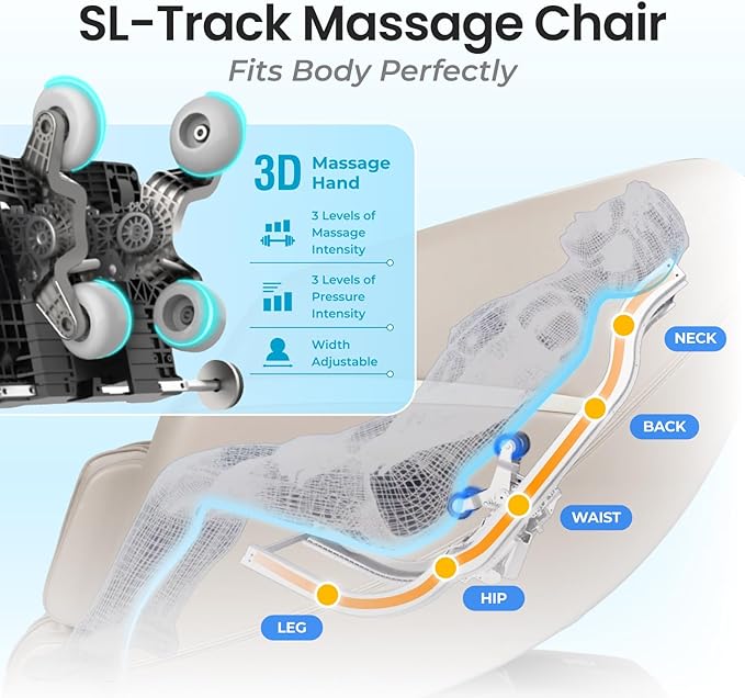 AmaMedic 3D Astoria | Full Body Massage Chair l Intelligent Voice Control | Touchscreen Controller | Heating Therapy l Zero Gravity Reclining l Bluetooth Speakers (Brown)